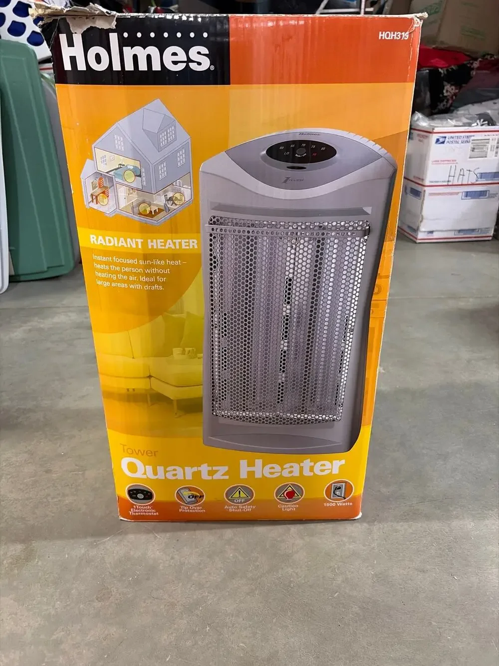 Holmes Tower Quartz Heater HQH307 1500W Electric Space Heater Radiant MaxFlow